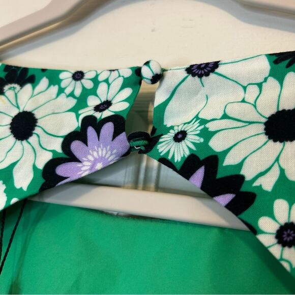 Alexia Admor Lila Midi Green White Floral Dress Open Tie Back Side Slit NWT - Picture 7 of 10